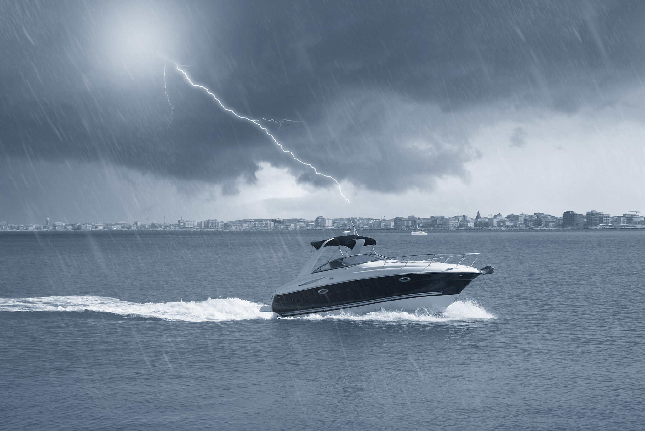 yacht in storm